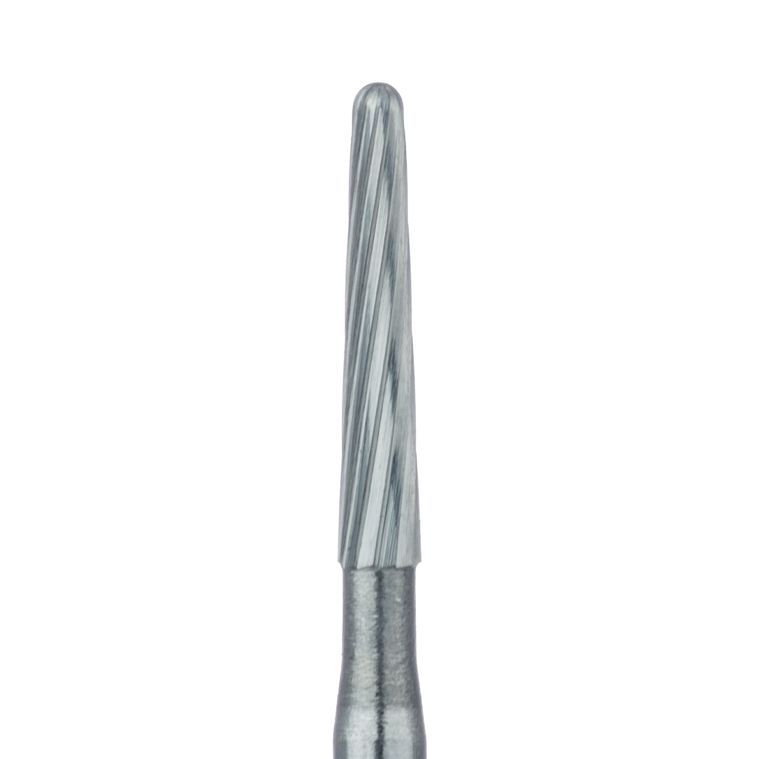 HM375R-014-FG Trimming & Finishing Carbide Bur, Fine, Round End Taper, US#7664, 1.4mm Ø, FG