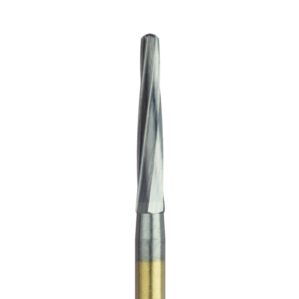HMG152-016-FGL Surgical Carbide Bur, Round End Taper, Surgical Cutter, Gold Plated, 1.6mm Ø, FGL