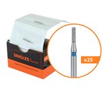 0710MS Single-Use Diamond Bur, Sterile, 25 Pack, 1mm Ø, Flat End Cylinder, 4mm Working Length, Medium, SS