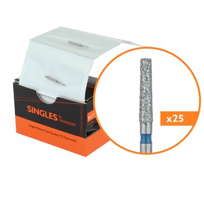 0918.8M Single-Use Diamond Bur, Sterile, 25 Pack, 1.8mm Ø, Tapered, Flat End, 1.2mm Tip Ø, 8mm Working Length, Medium, FG 0918.8M Single-Use Diamond Bur, Sterile, 25 Pack, 1.8mm Ø, Tapered, Flat End, 1.2mm Tip Ø, 8mm Working Length, Medium, FG