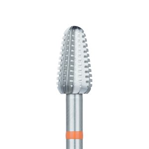 85RF-050-HP Steel Bur, Rust Free, 5mm Ø, Cross Cut, Tapered Round End Soft Reline Reducer, HP