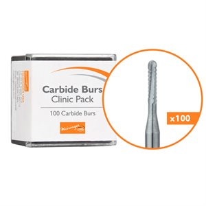 C1557FGOP Operative Carbide Bur, One-Piece, Clinic Pack, 100pcs, Round End Cylinder, Cross Cut, US#1557, FG